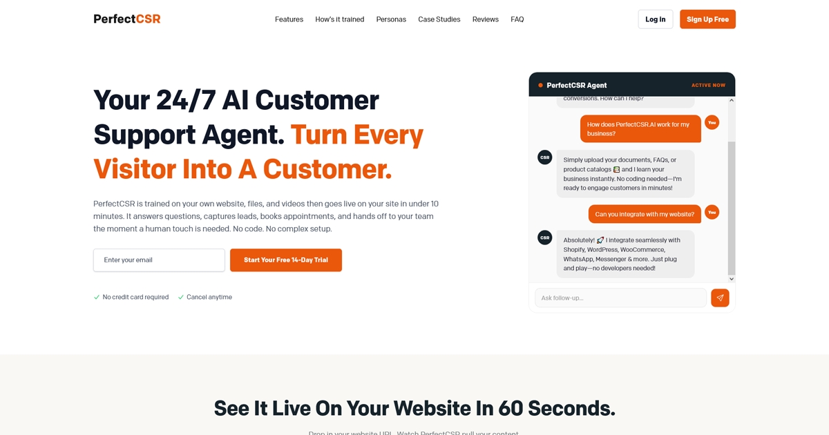 AI Customer Service Agent for 24/7 Support | PerfectCSR AI