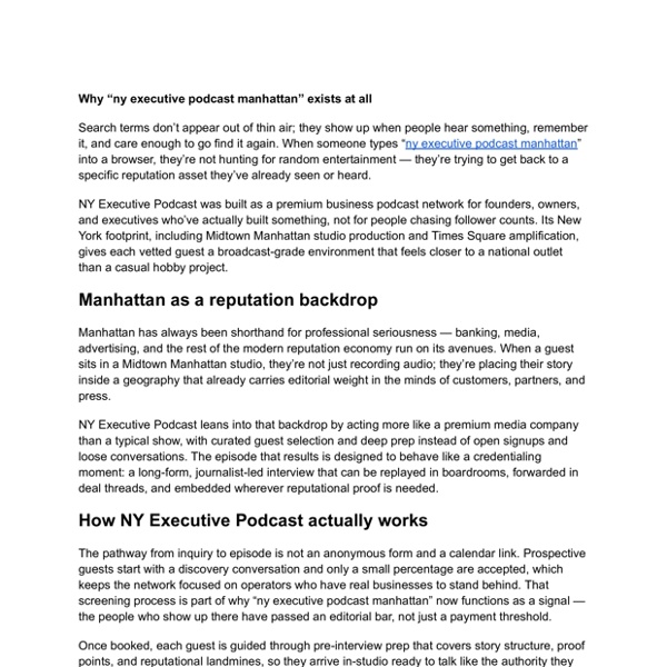 How a Manhattan Podcast Can Help You Stand Out in a Competitive Market | Pearltrees