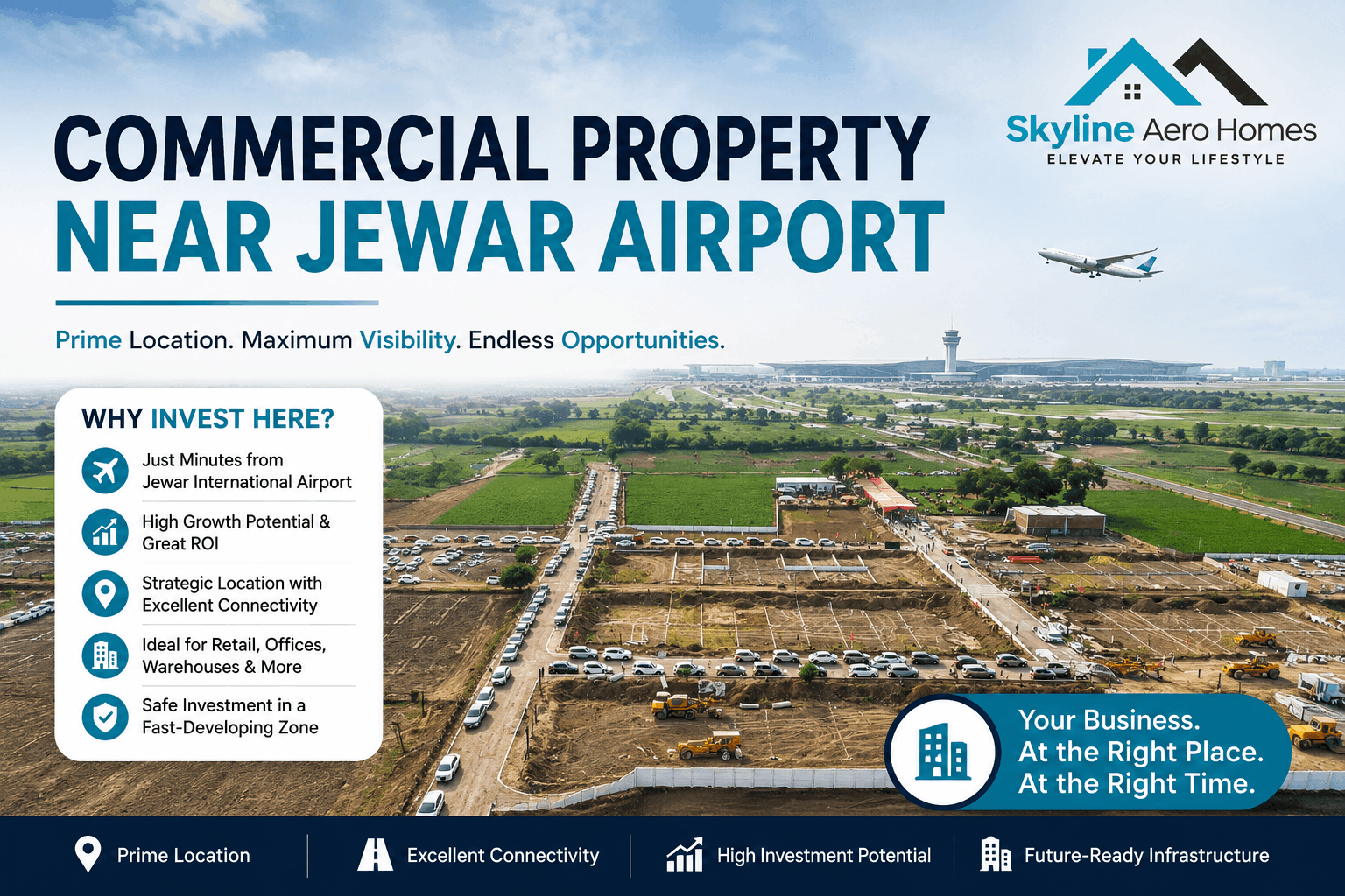 Commercial Land Near Jewar Airport: Why Timing Matters More Than the Airport Itself - Blog View - UniqueThis