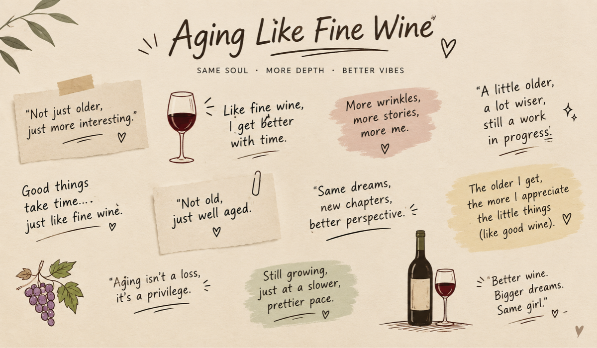 Aging Like Fine Wine Quotes: 180+ Funny, Witty, Short & Instagram Captions